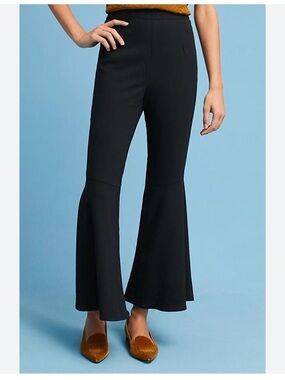 NWT Anthropologie Greylin Cropped Black Flared Ponte Pants Small